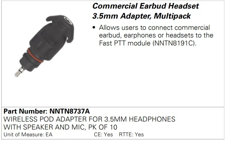 Кнопка PTT Motorola NNTN8191C для Bluetooth-гарнітур