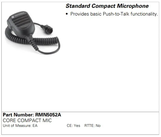 Мікрофон (тангента) Motorola RMN5052A для автомобільних радіостанцій серії DM4000