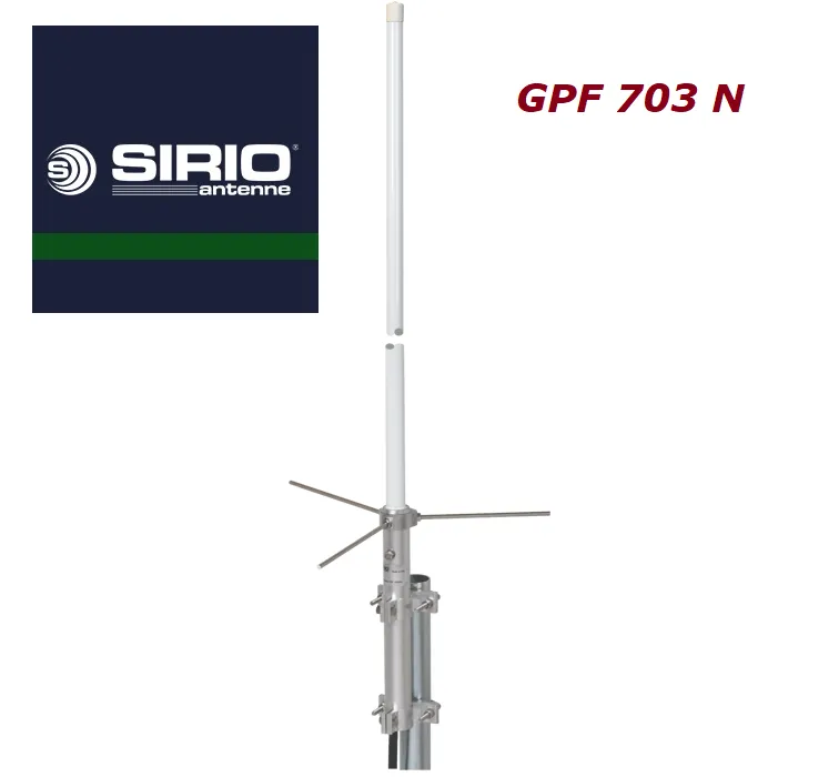 Базова колінеарна антена Sirio GPF 703 N (370–510 МГц), 2,2 м