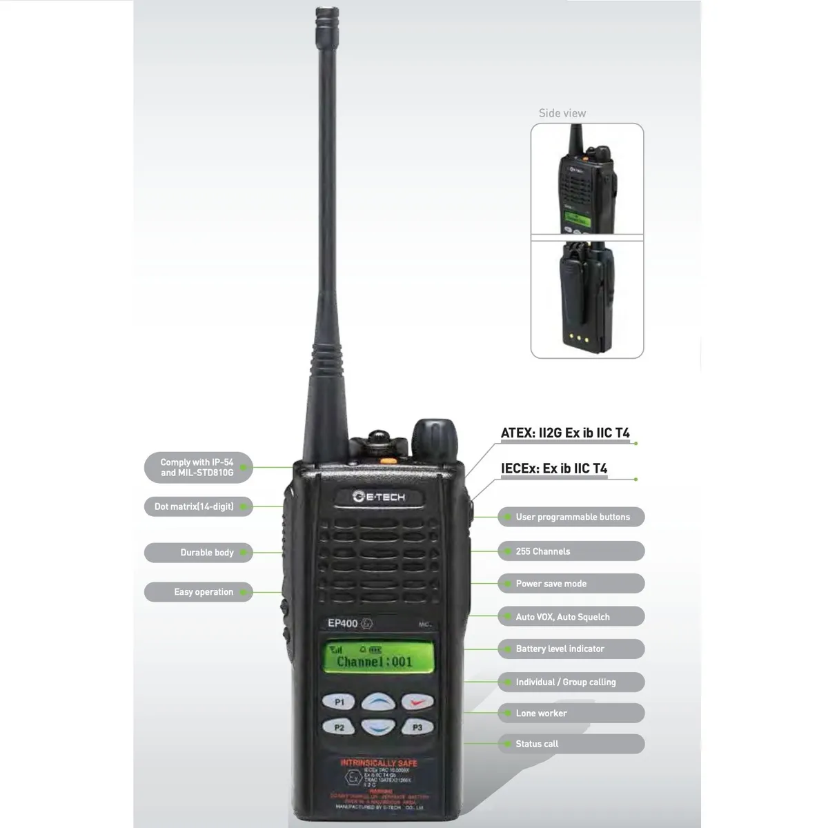 Рація вибухобезпечна E-Tech EP-400Ex (400–470 МГц)